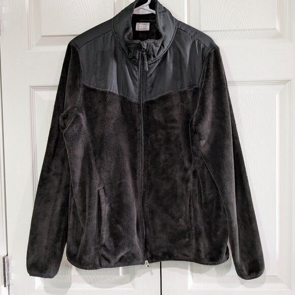 Danskin Now Women's Fleece Jacket, XL 16/18, Black Soot, Zip Front, Long Sleeve - Picture 2 of 16